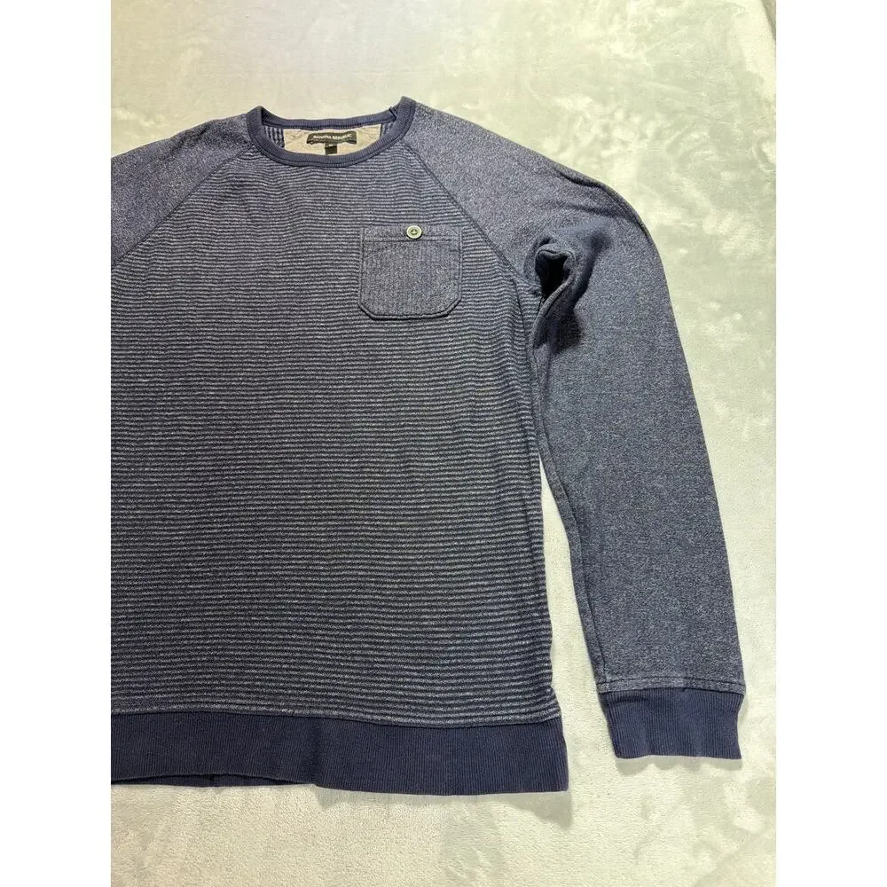 Banana Republic Men's Medium Preppy Navy Striped Raglan Long Sleeve Shirt M